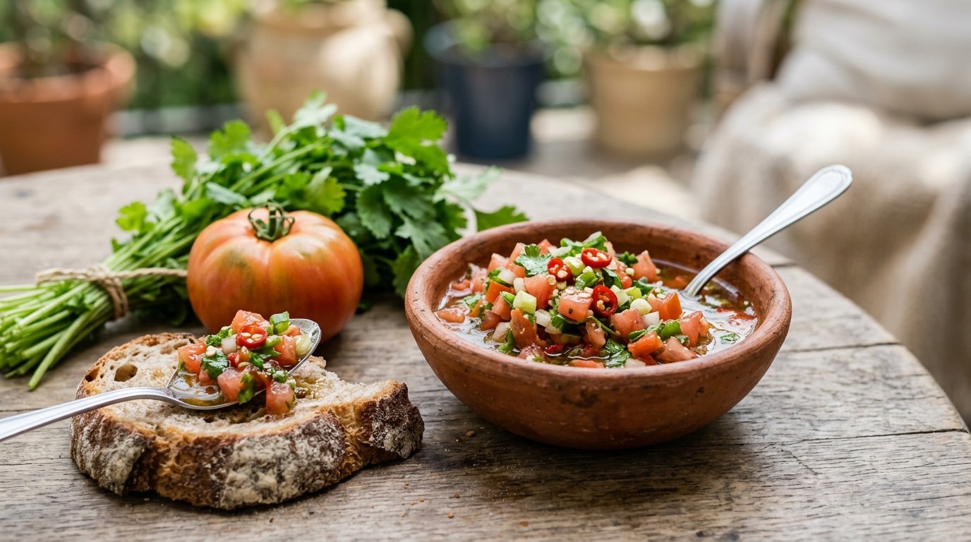 Pebre (tomaten/ koriander salsa)