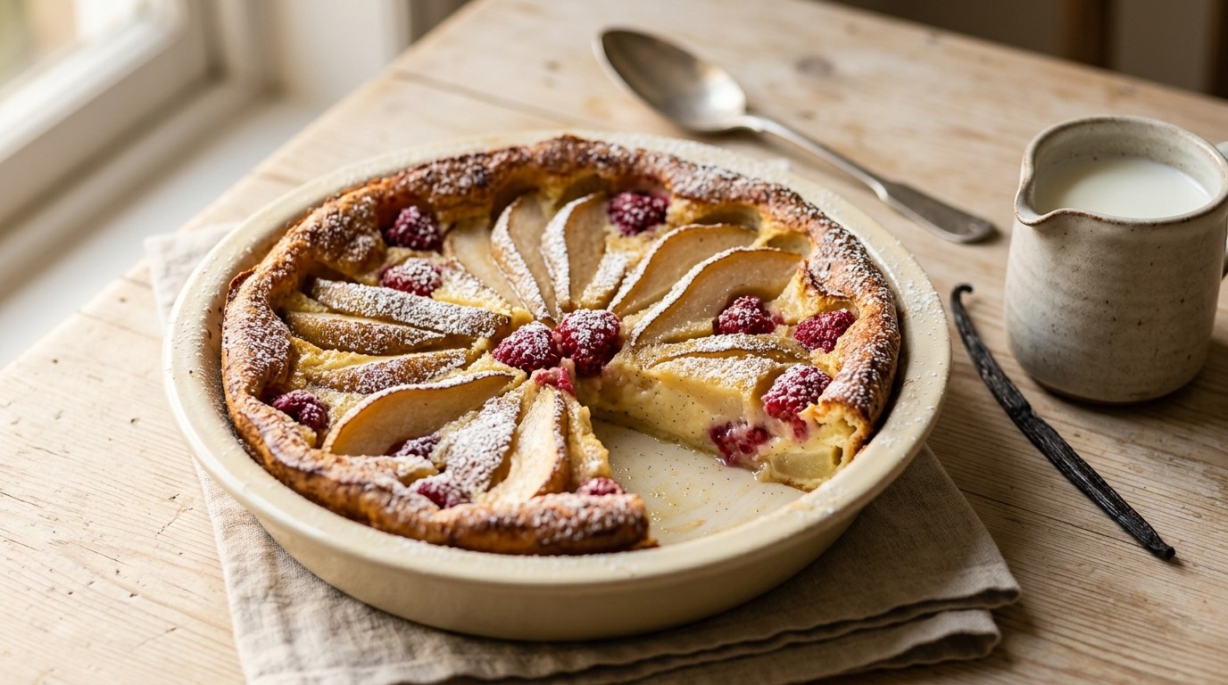 Peer-frambozenclafoutis