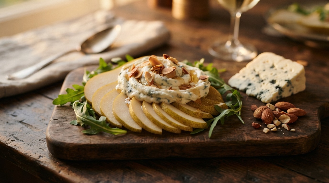 Peer met Roquefort-roomkaas
