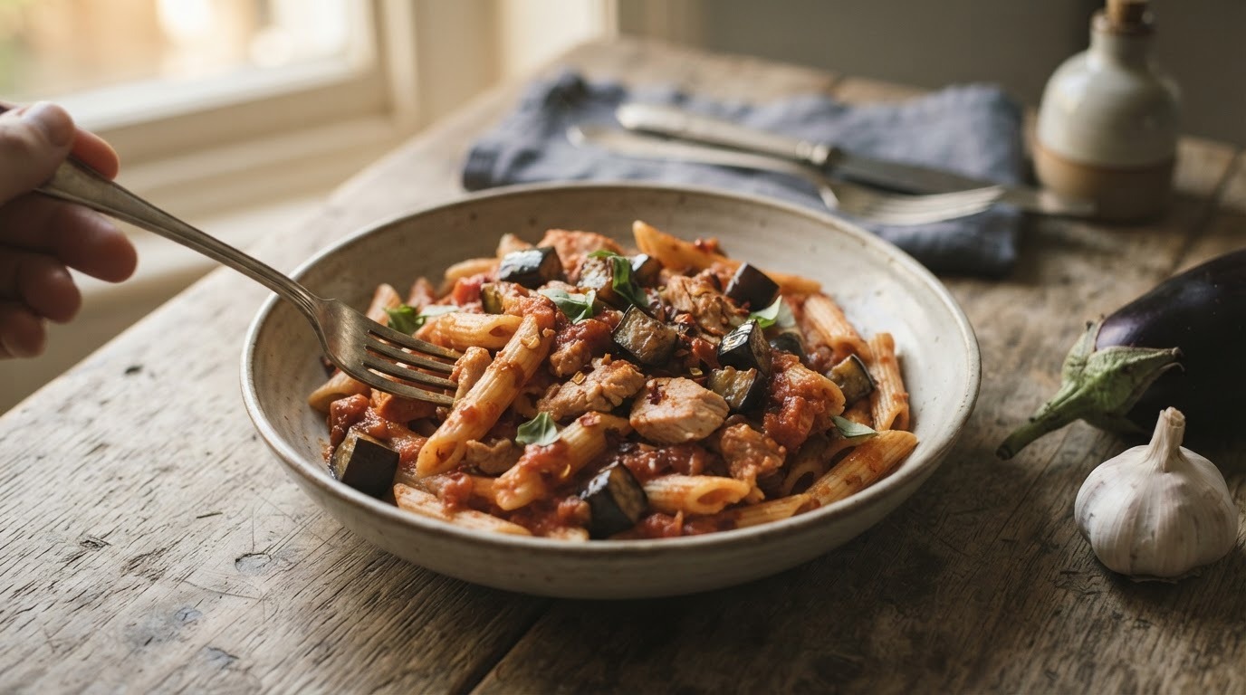 Penne met kalkoen