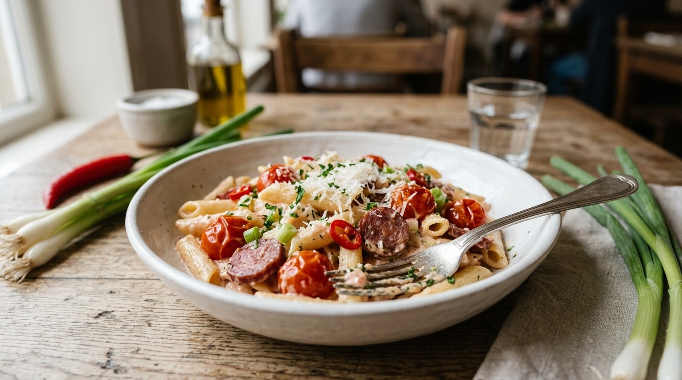 Penne met mascarpone en cherrytomaatjes