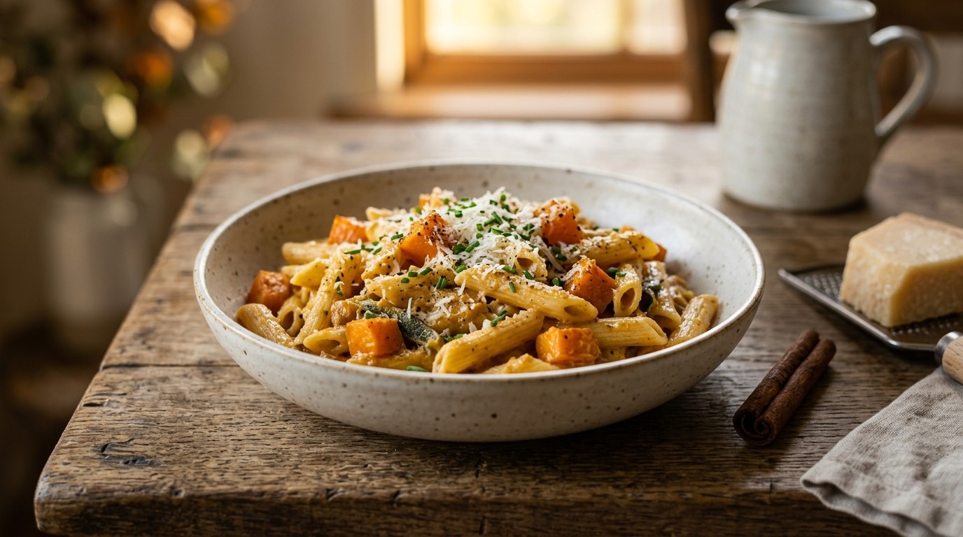 Penne met Pompoen en Kaneelsaus