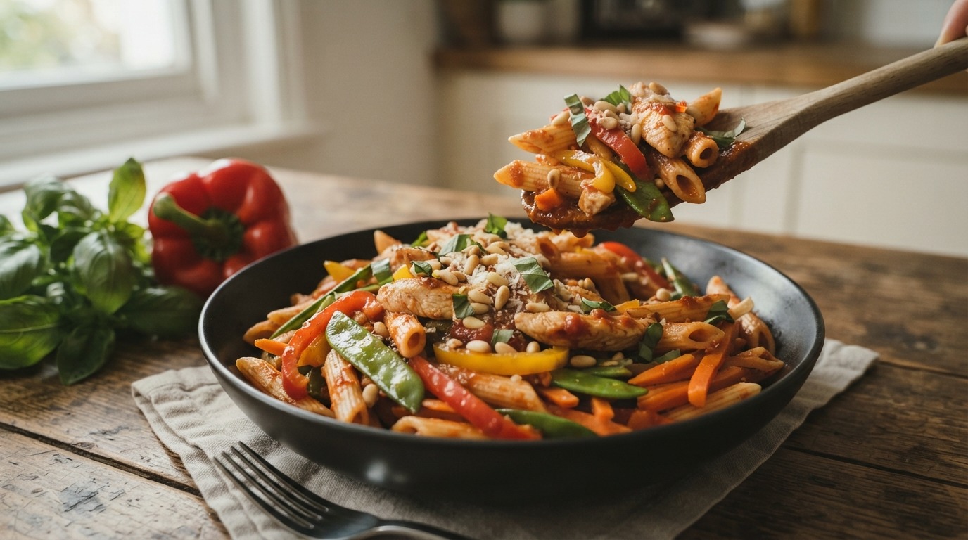 Penne met roerbakgroente