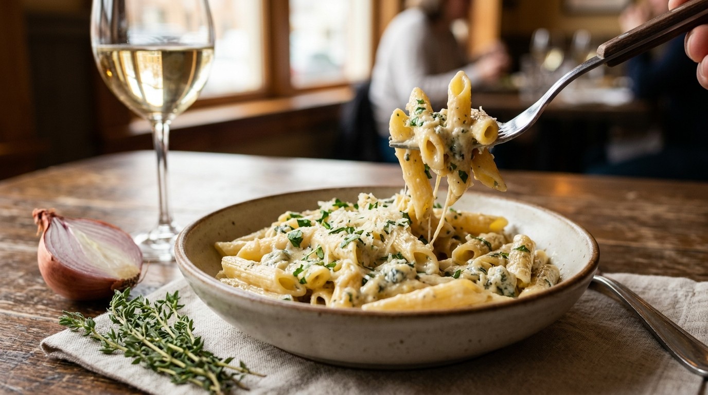 Penne met roquefortsaus