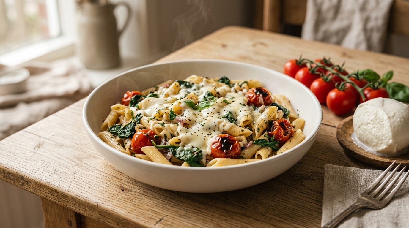 Penne met Spinazie en Mozzarella