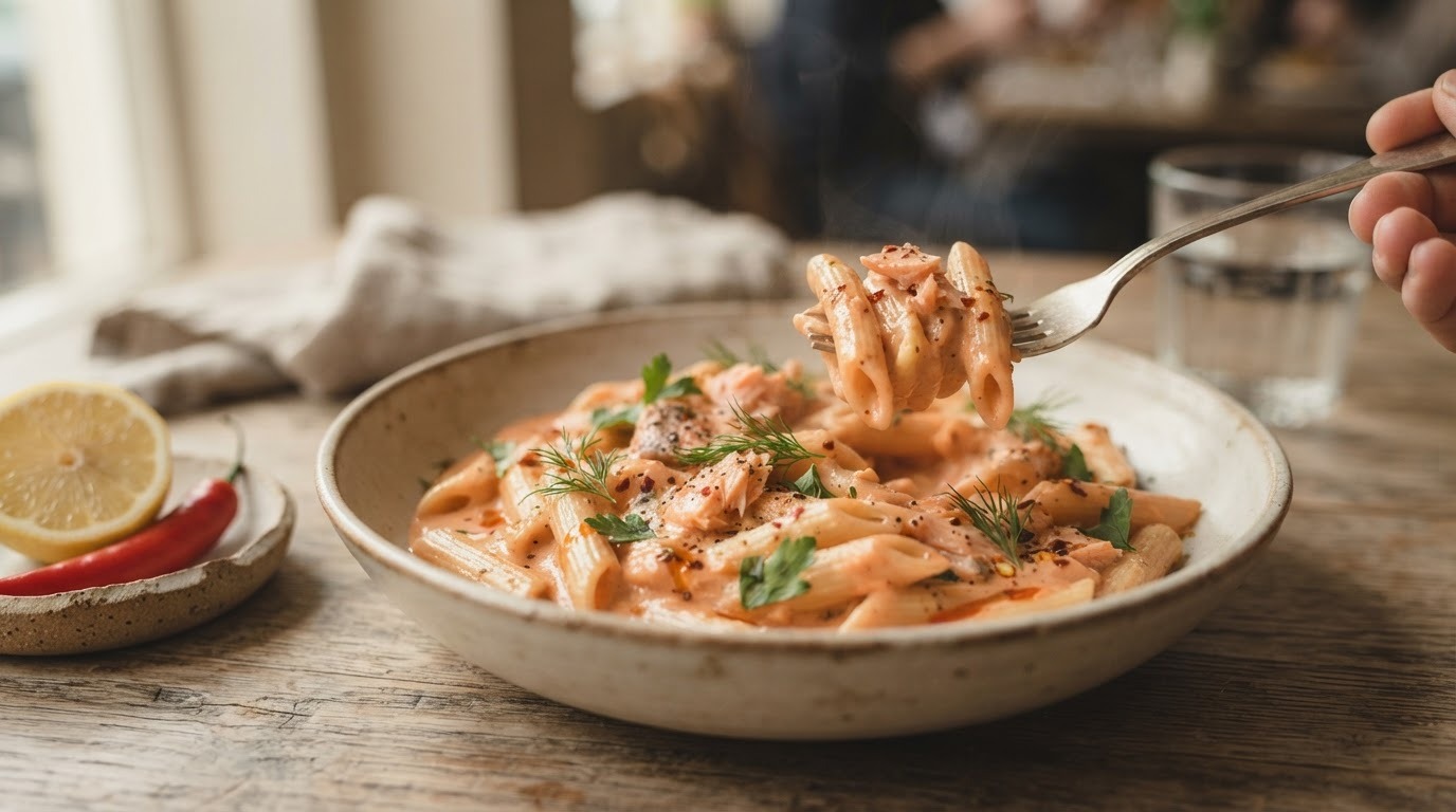 Penne salmone