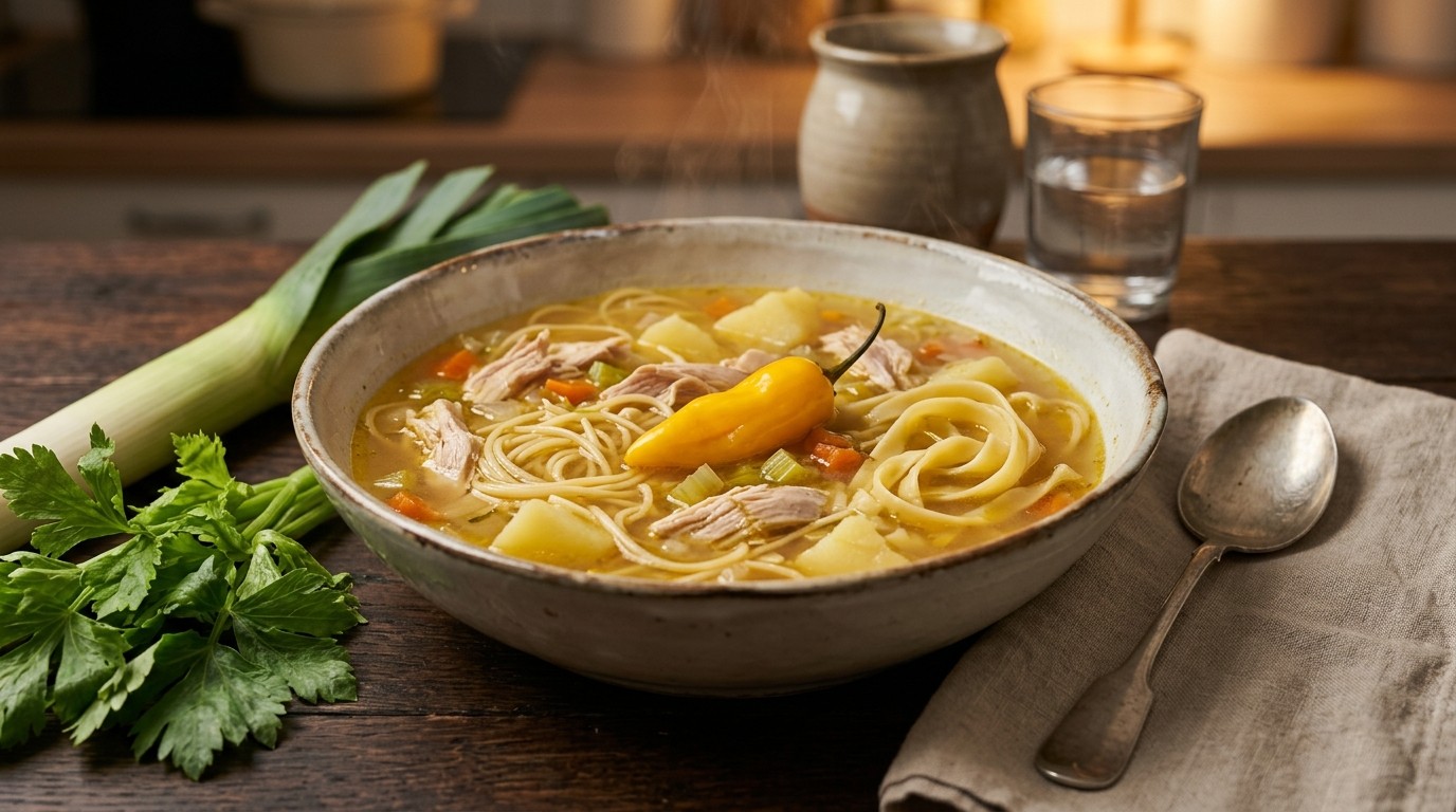 Peper-pasta-aardappelsoep