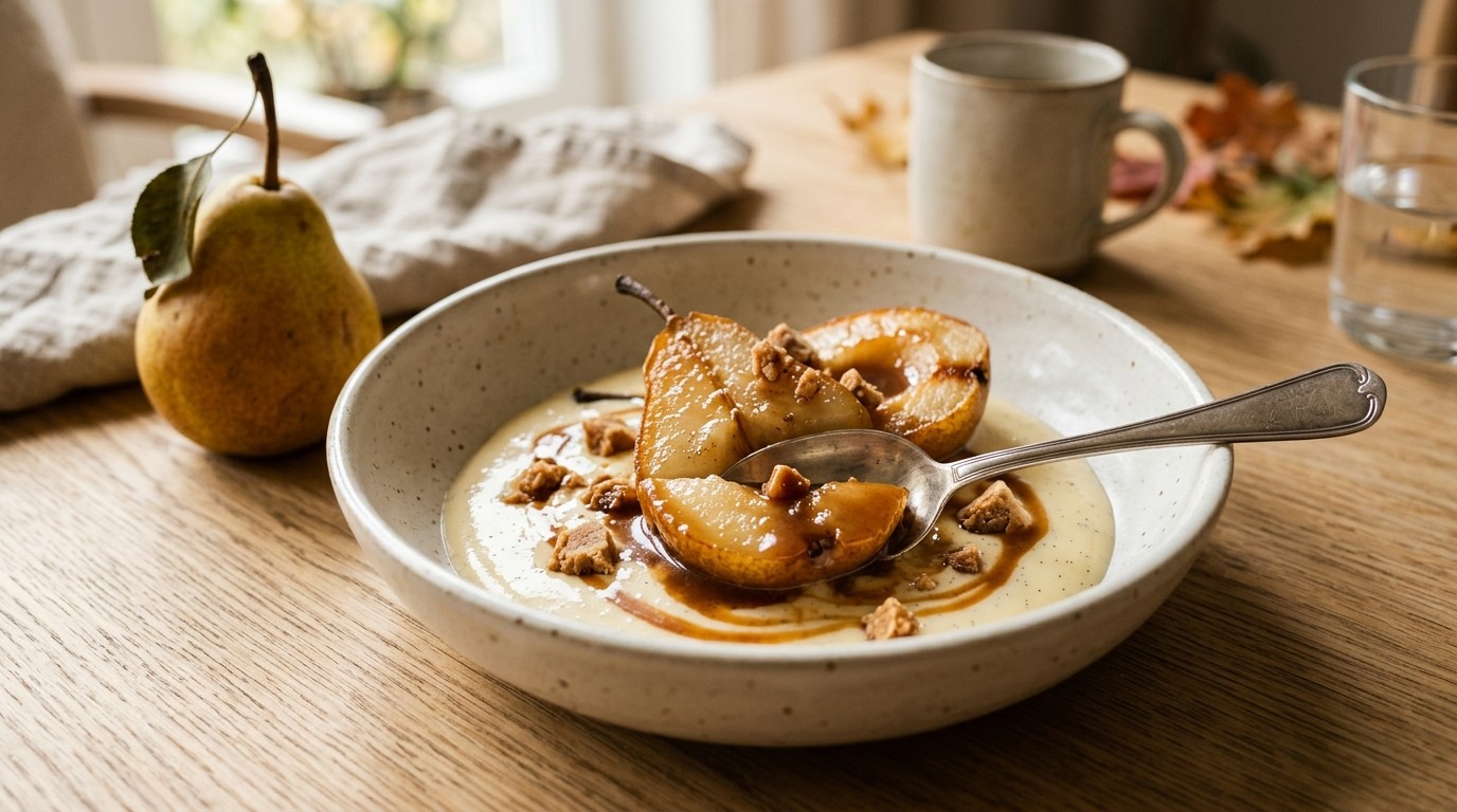 Peren met vanillevla