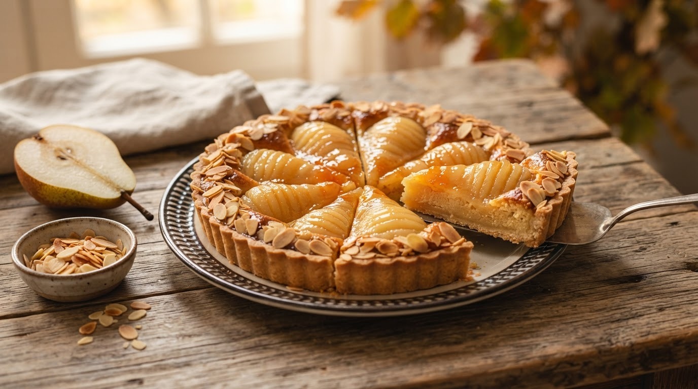 Perenflan met amandelen