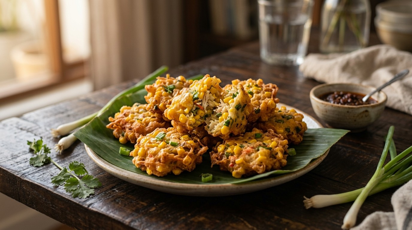 Perkedel Jagung Kepiting (Maïskoekjes met Heerlijke Krab)