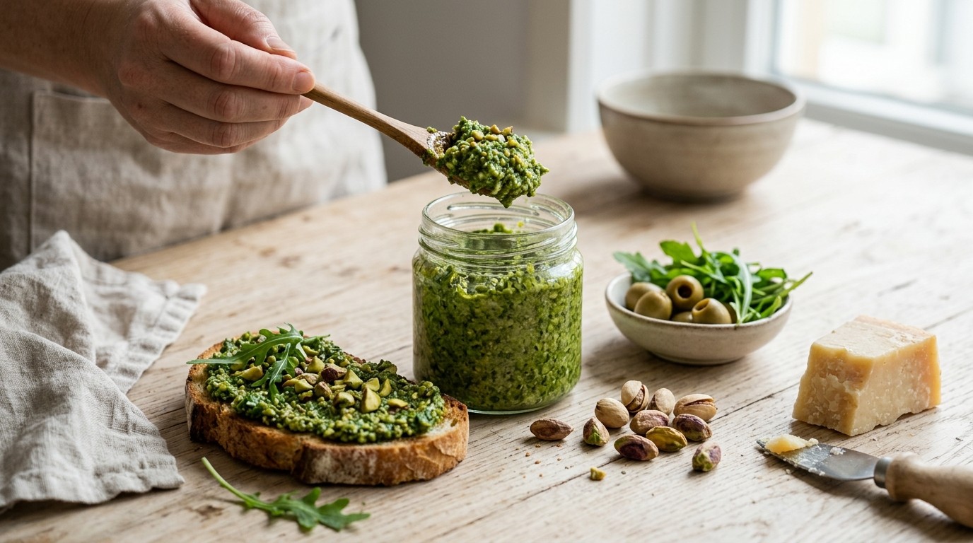 Pesto met Pistachenoten en Ruccola