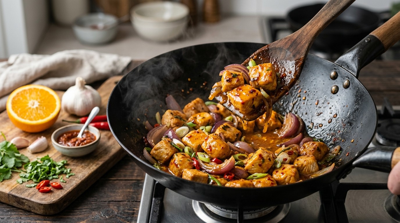 Pikante kalkoen uit de wok