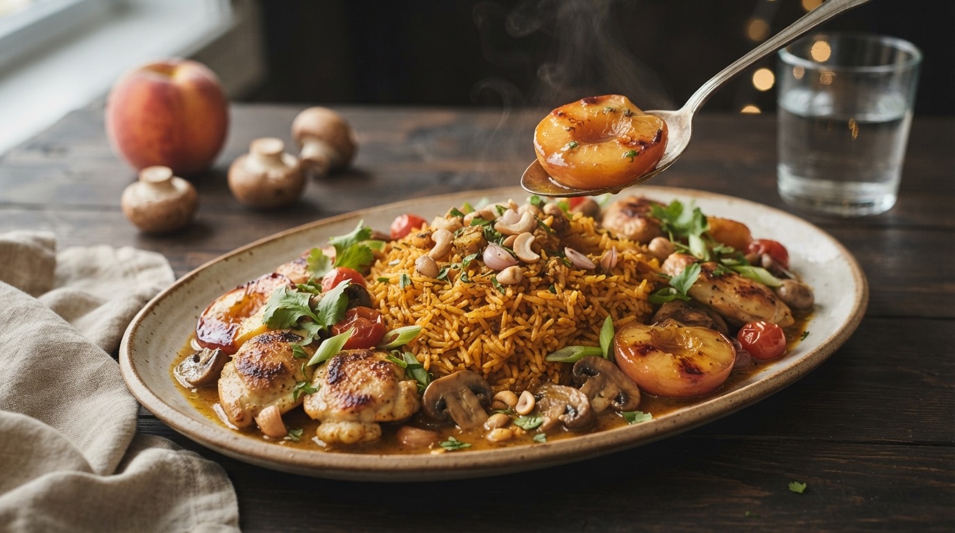 Pilaf met perziken