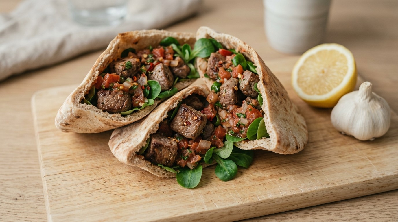 Pita met lamsblokjes