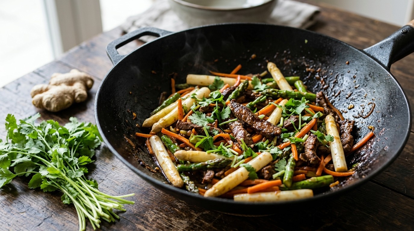 Pittige Asperges uit de wok