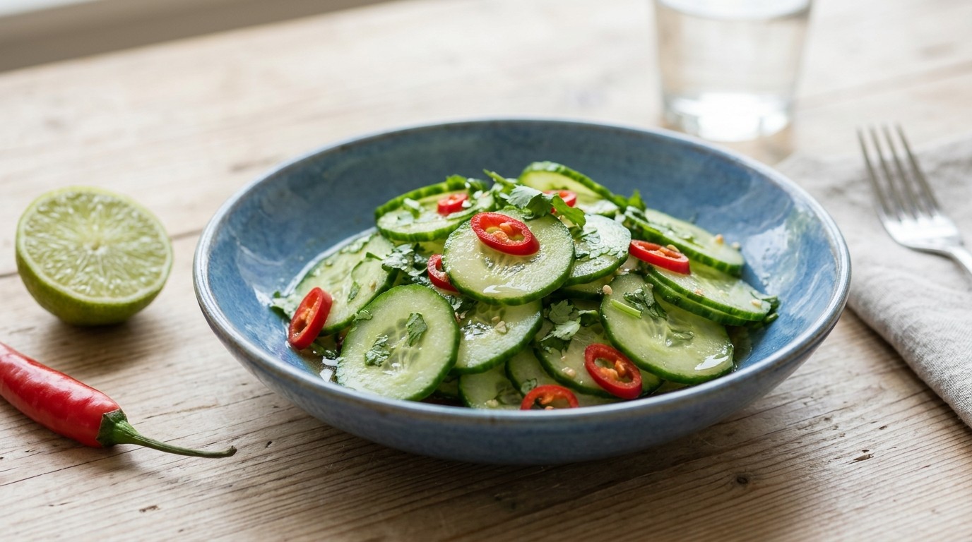 Pittige frisse komkommersalade