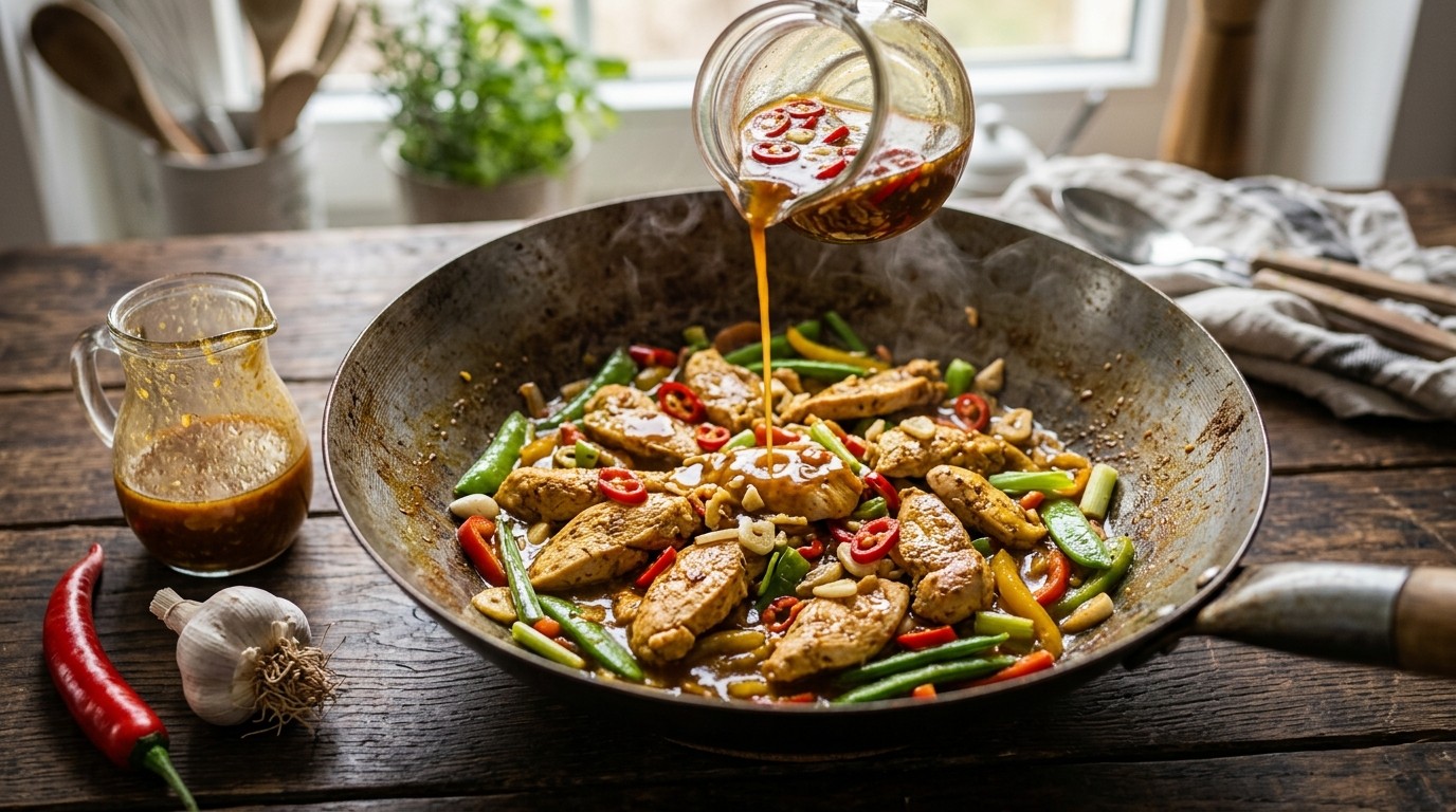 Pittige Kerrie Woksaus