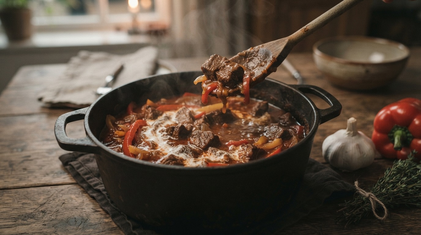 Pittige rundergoulash