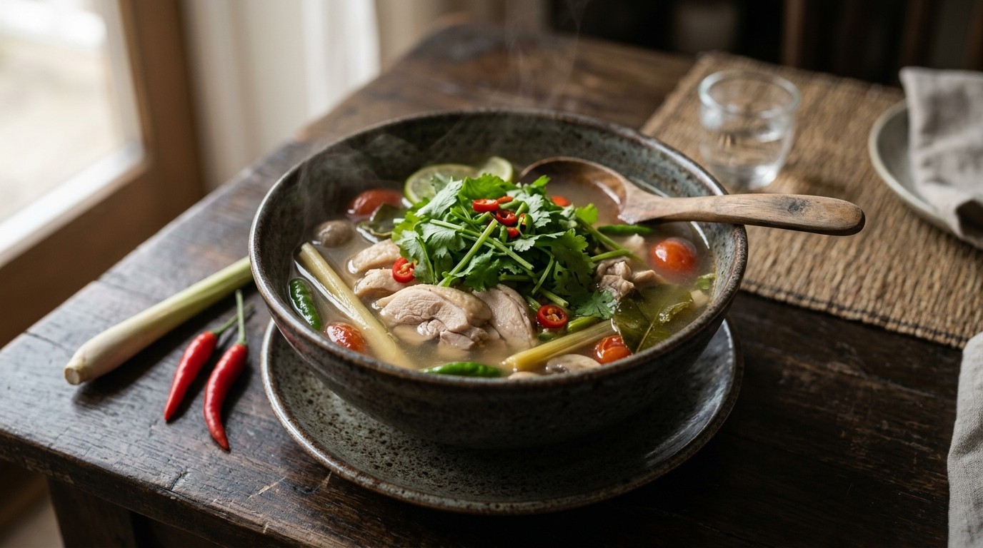 Pittige Thaise Kippensoep