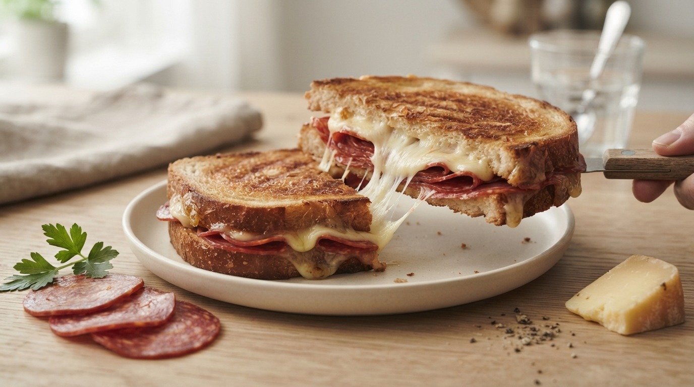 Pittige tosti met salami