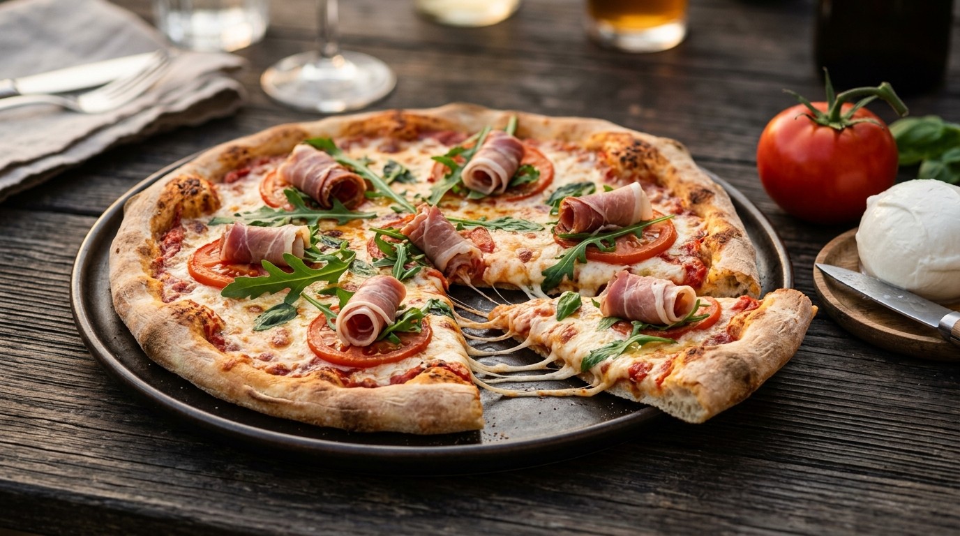 Pizza met Rucolarolletjes