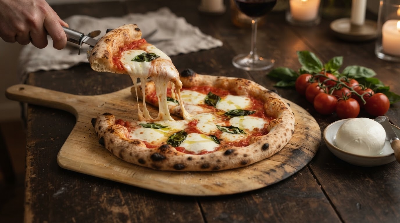 Pizza met zelfgemaakt deeg en saus
