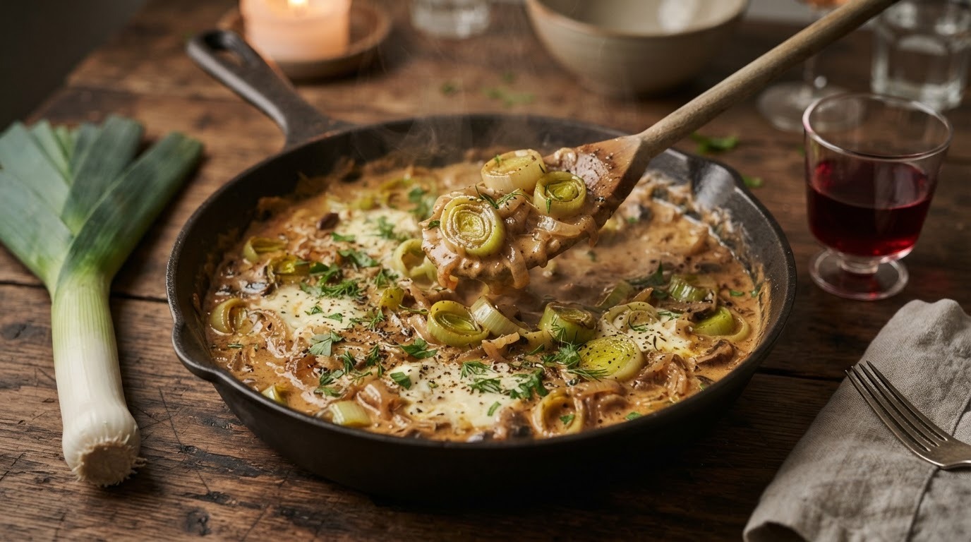 Prei in stroganoffsaus