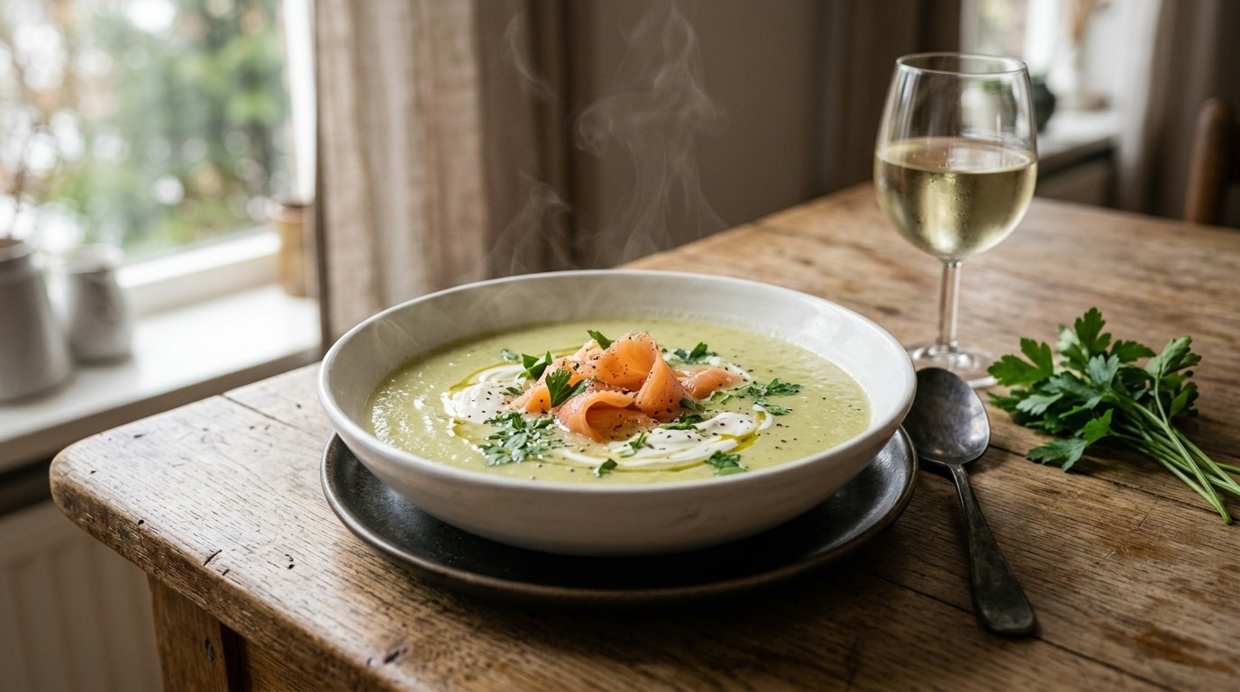 Preisoep met Gerookte Zalm