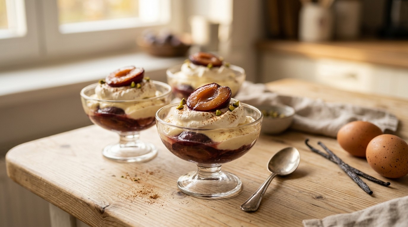 Pruimen roomdessert