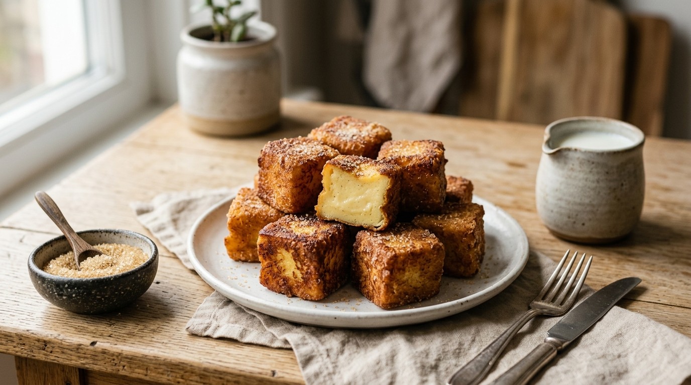 Puddingblokjes met een suikerkorstje