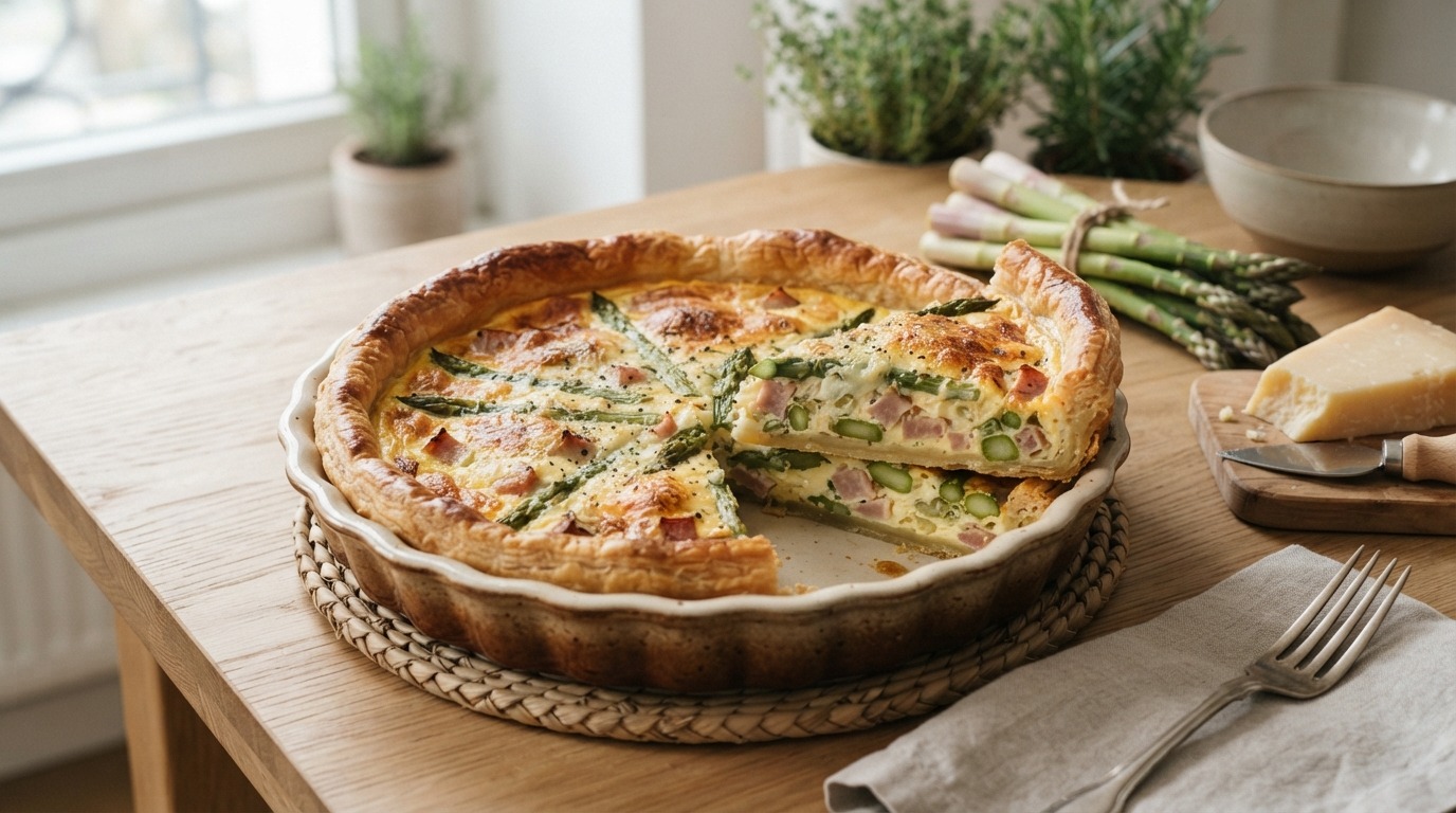 Quiche met ham en asperges