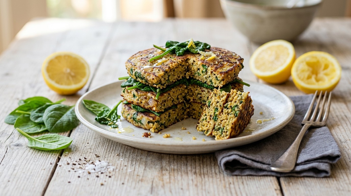 Quinoa pannekoekjes met spinazie
