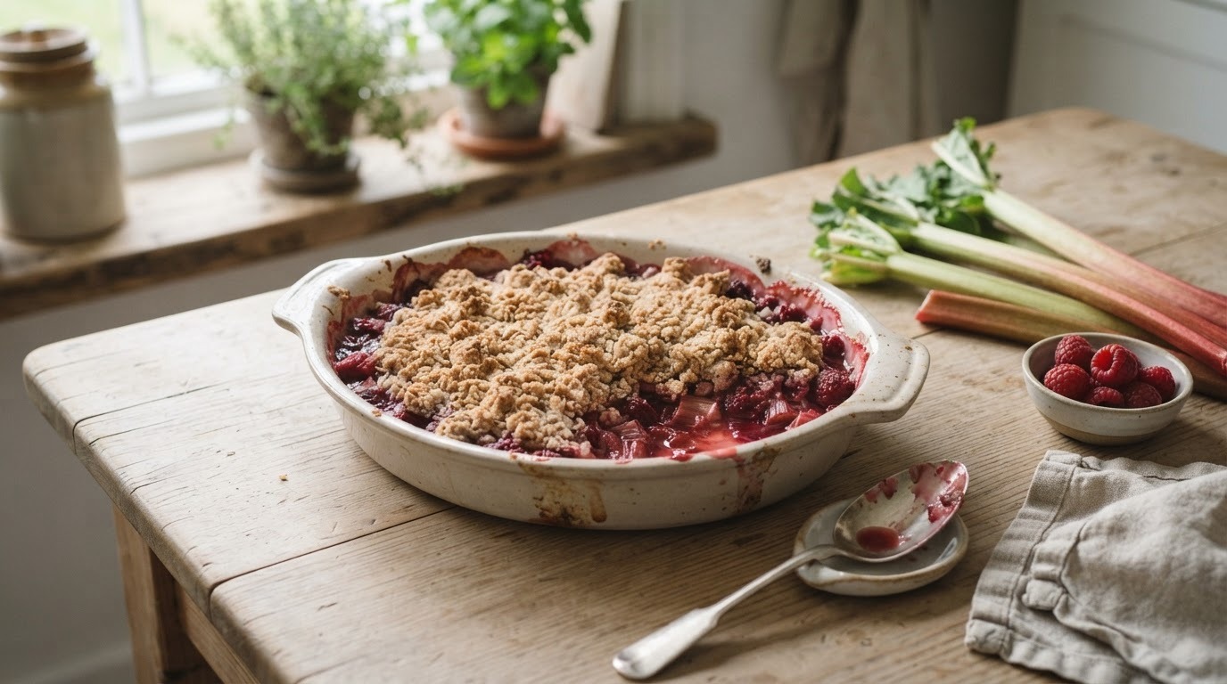Rabarber- frambozencrumble