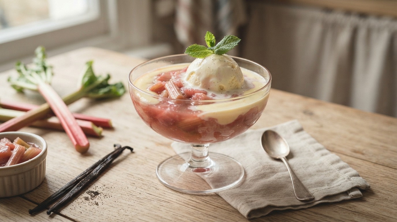 Rabarbercompote met vanilleijs