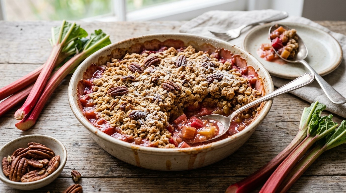 Rabarberkruimeldessert met Pecannoten