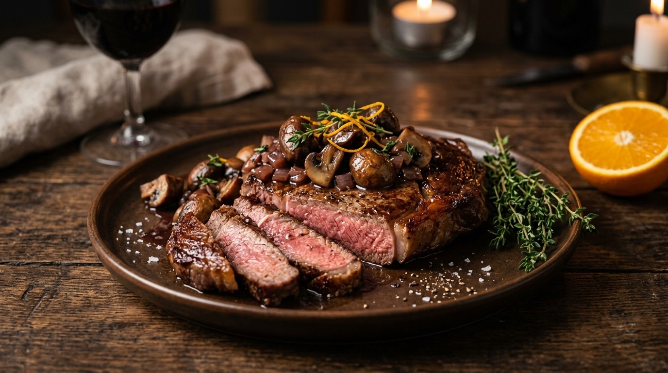 Ribeye met kastanjechampignons