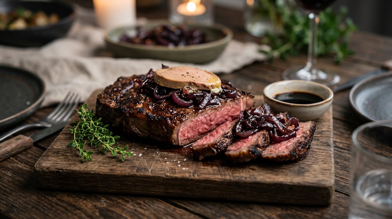 Ribeye met rode ui