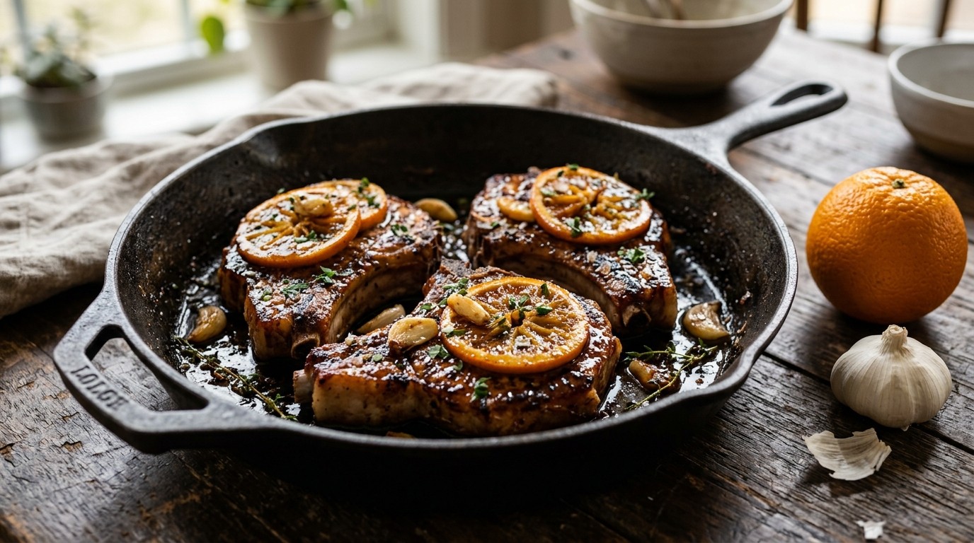 Ribkarbonade met sinaasappel