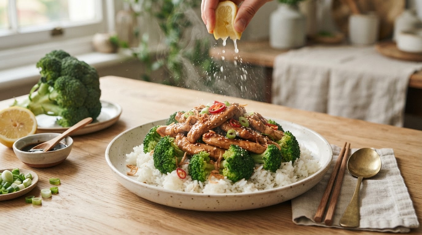 Rijst met broccoli en kalkoen