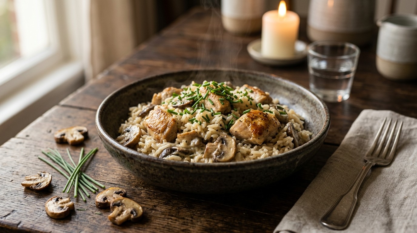 Rijst met Kipfilet en Champignons