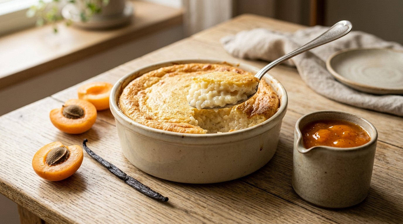 Rijst Tyrolhof met abrikozen saus