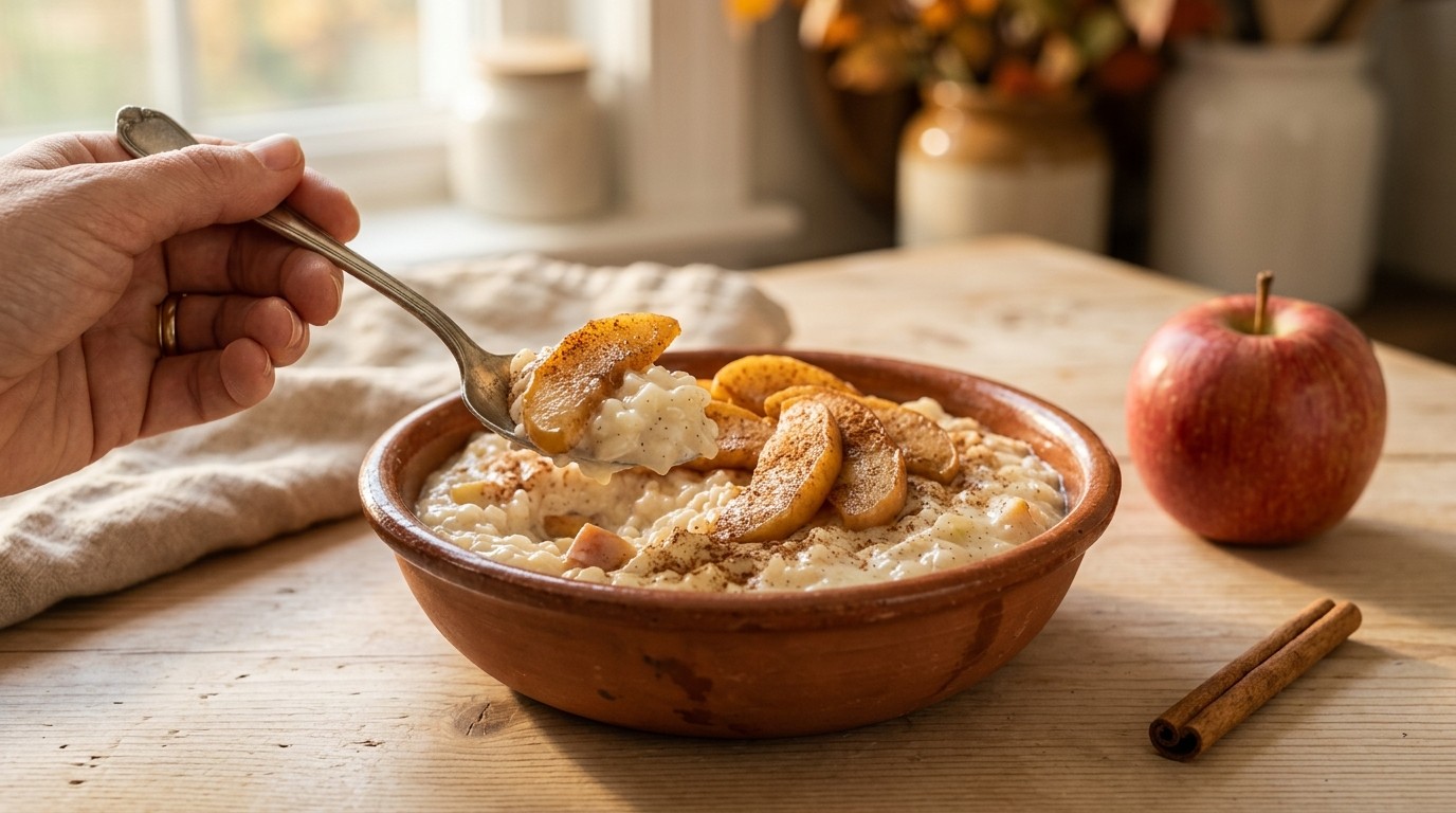 Rijstdessert met appel en kaneel