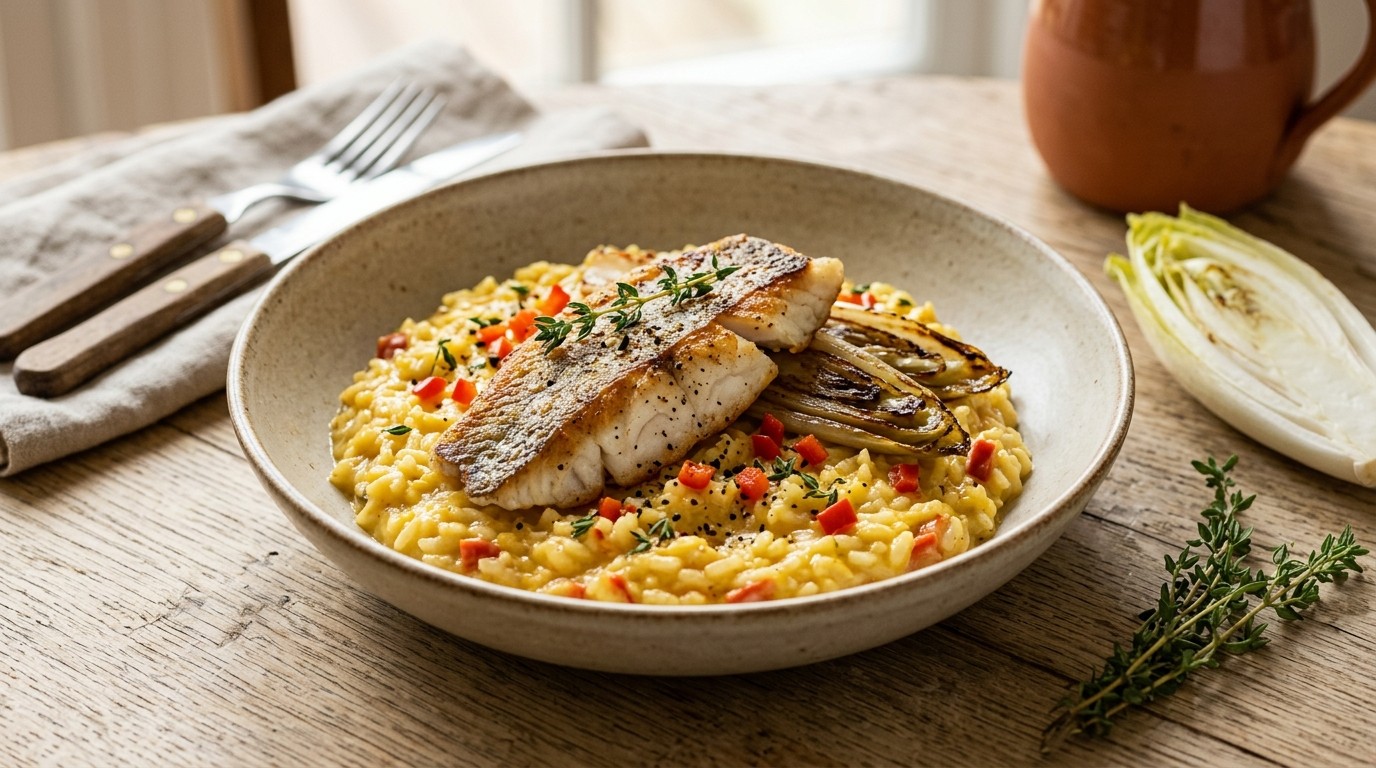 Risotto met witlof en tilapiafilet