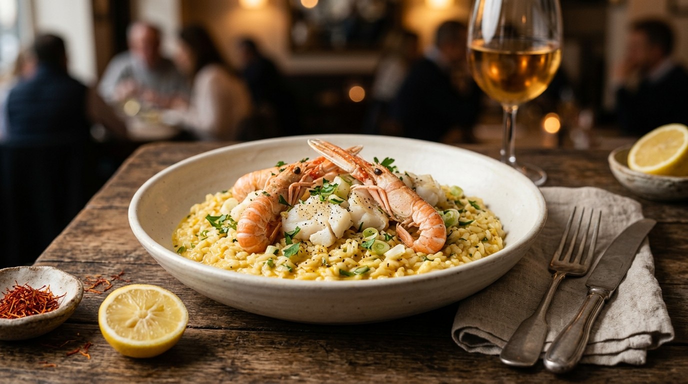 Risotto Milanese met Scampi's