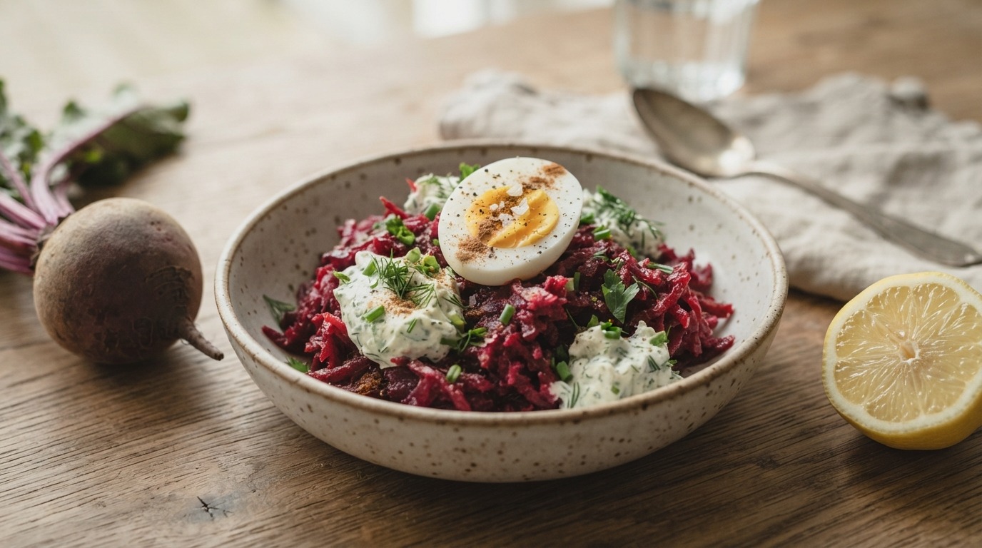 Rode bietensalade met heksenkaas