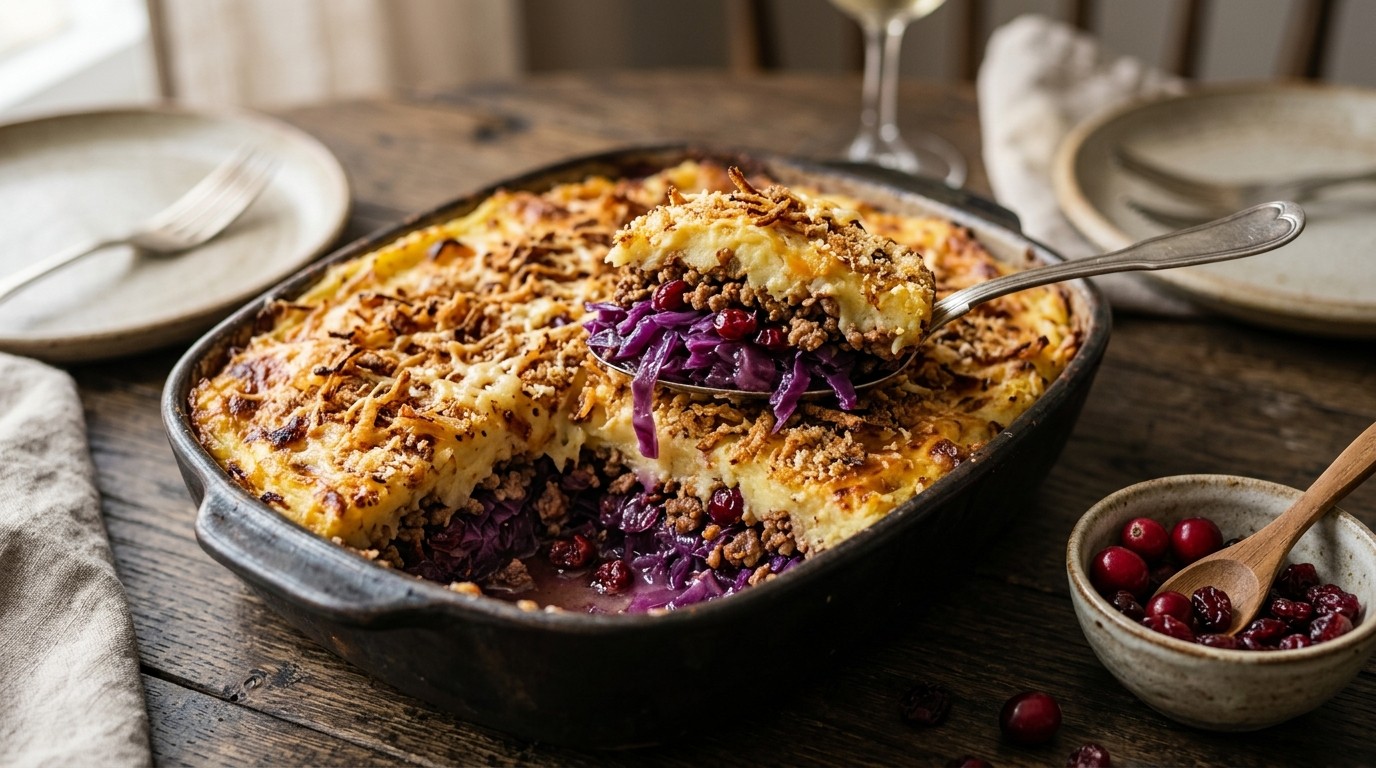 Rode Koolschotel met Gehakt en Cranberry's