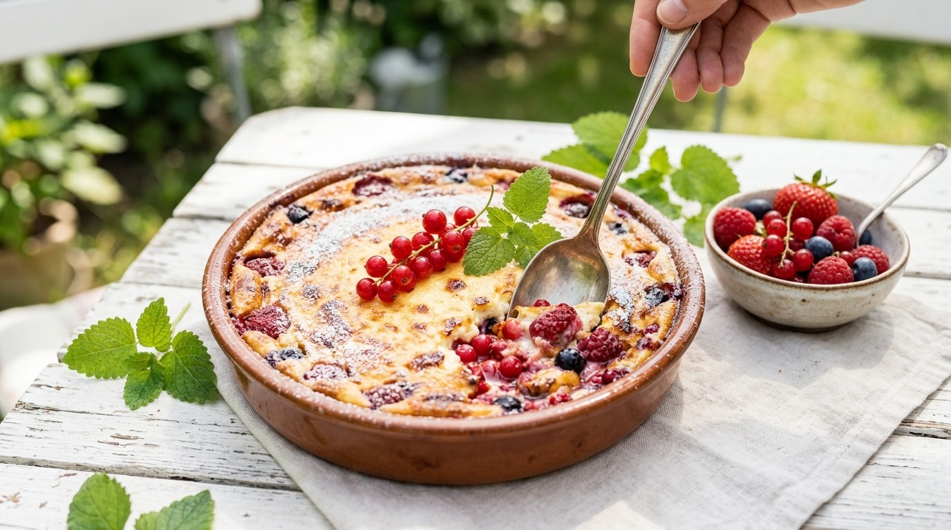 Rode vruchten met kwarkgratin