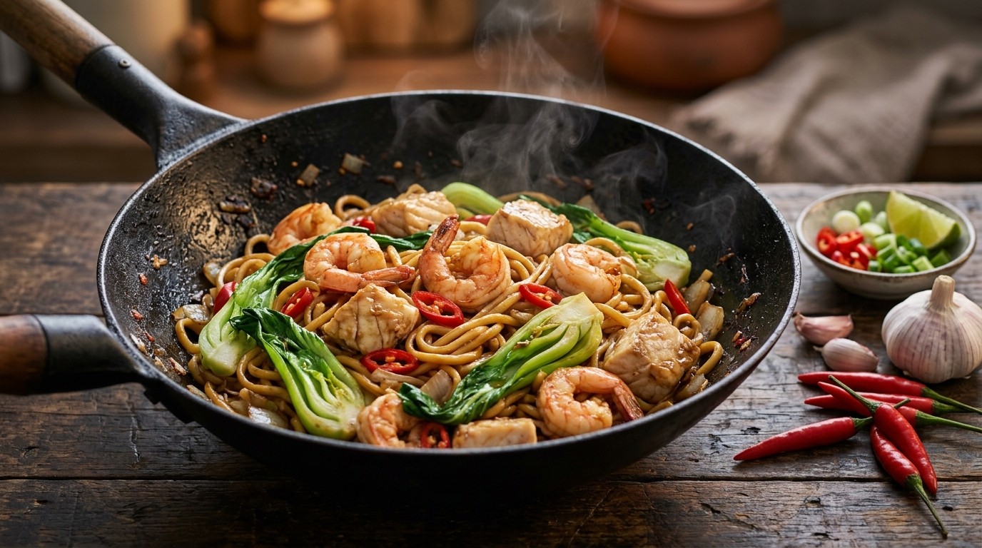 Roerbak Garnalen met Paksoi