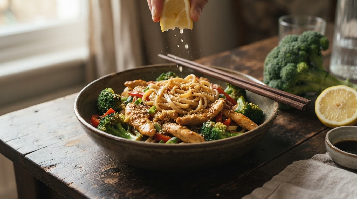 Roergebakken broccoli met kip