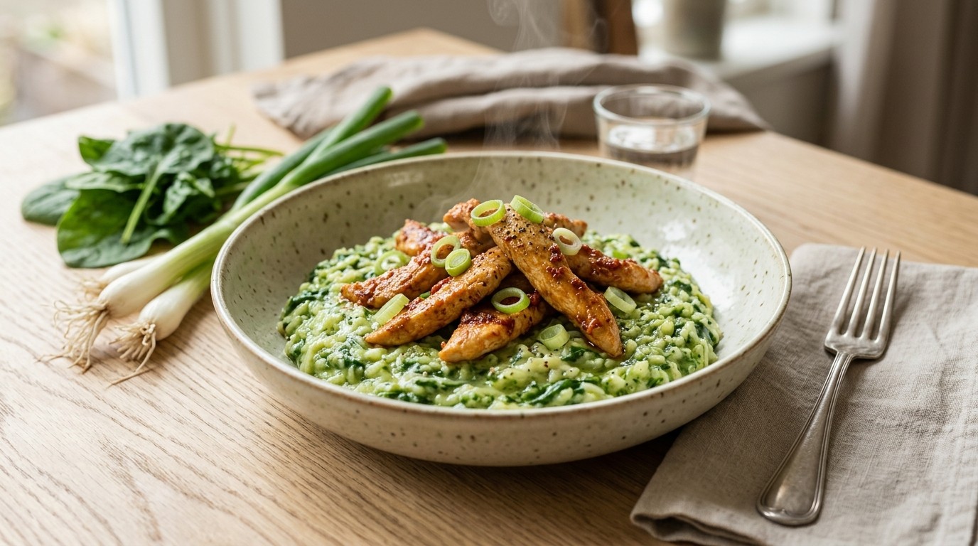 Roergebakken Kalkoenfilet met Spinazierisotto